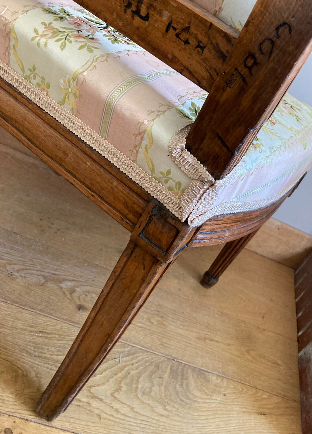 Low chair Louis XVI cherry pegged early nineteenth era