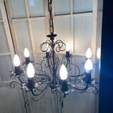 Old large chandelier ceiling light wrought iron popular art deco retro antique france