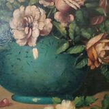 Large oil painting on canvas - Vase with flowers - Still life - Ita