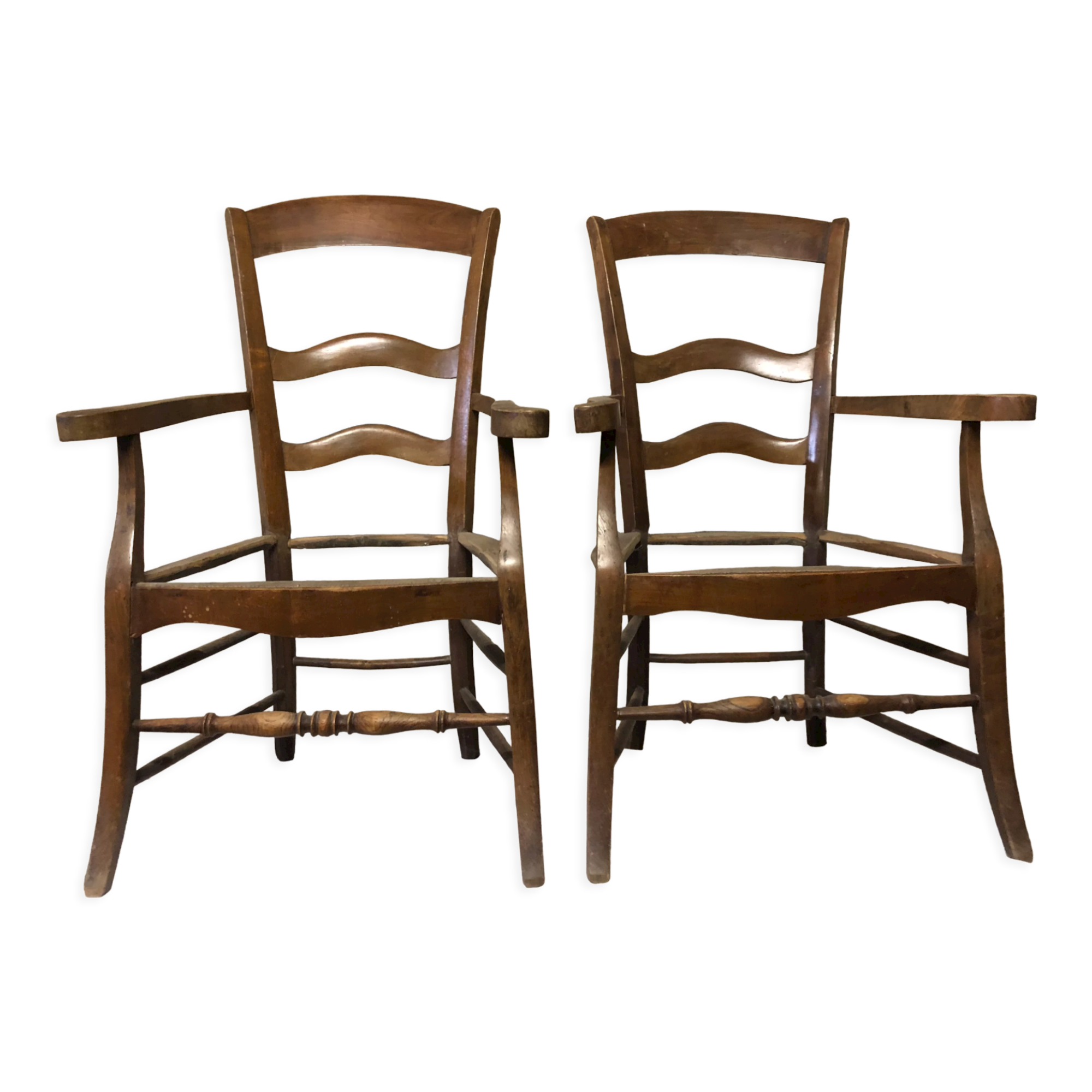 2 Louis Philippe walnut armchairs to be reupholstered