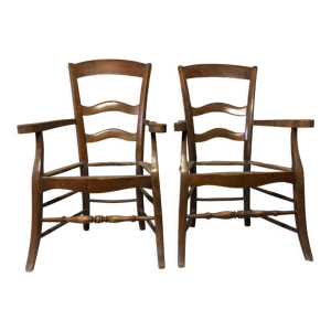 2 fauteuils à repailler - noyer louis philippe