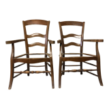 2 fauteuils à repailler en noyer Louis Philippe