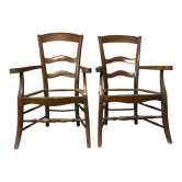 2 fauteuils à repailler en noyer Louis Philippe