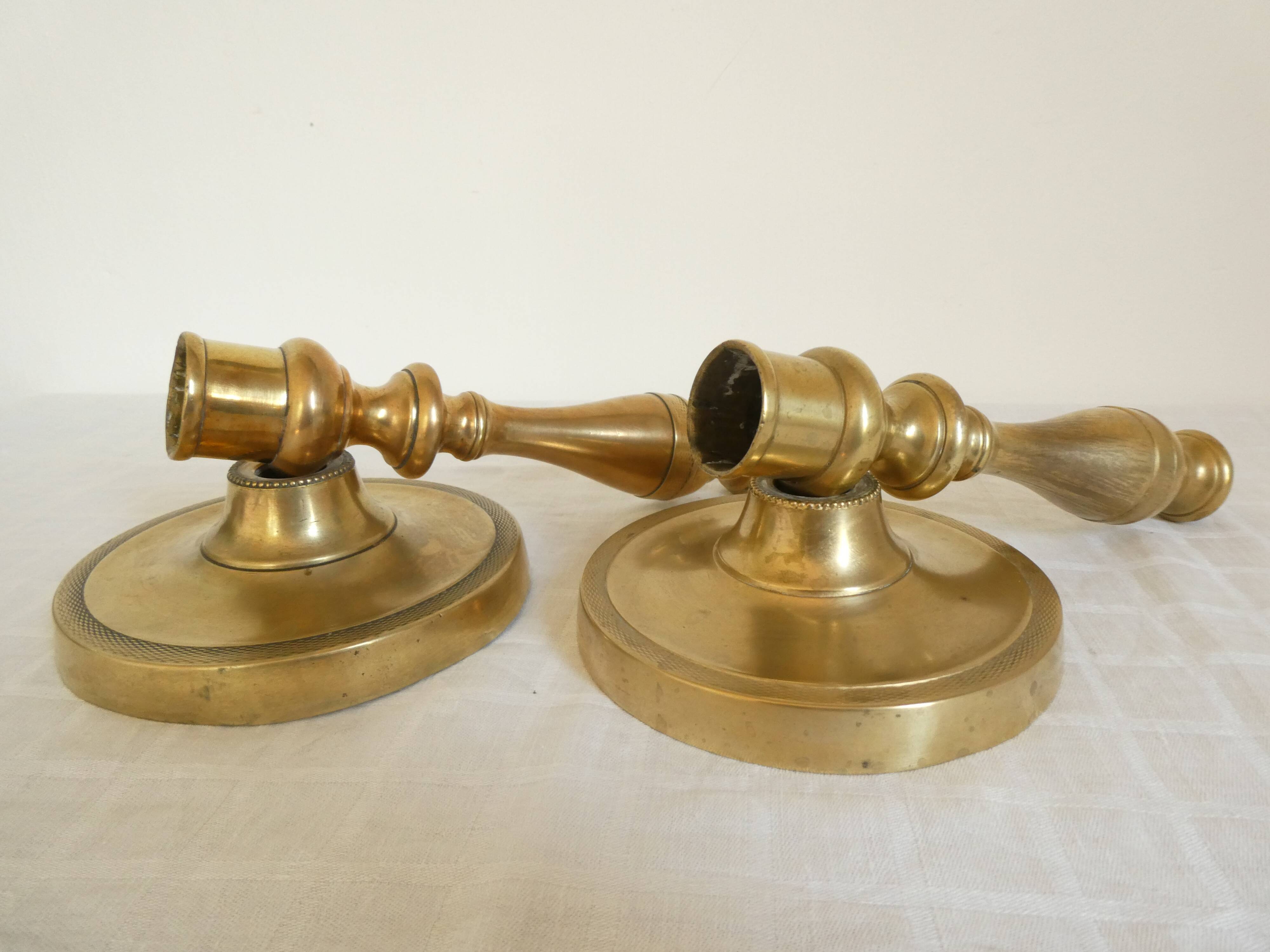 Pair of bronze candlesticks from the Restoration period, circa 1820