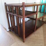 Retro-Side table-vinyl furniture-wood, rattan and bamboo-80s
