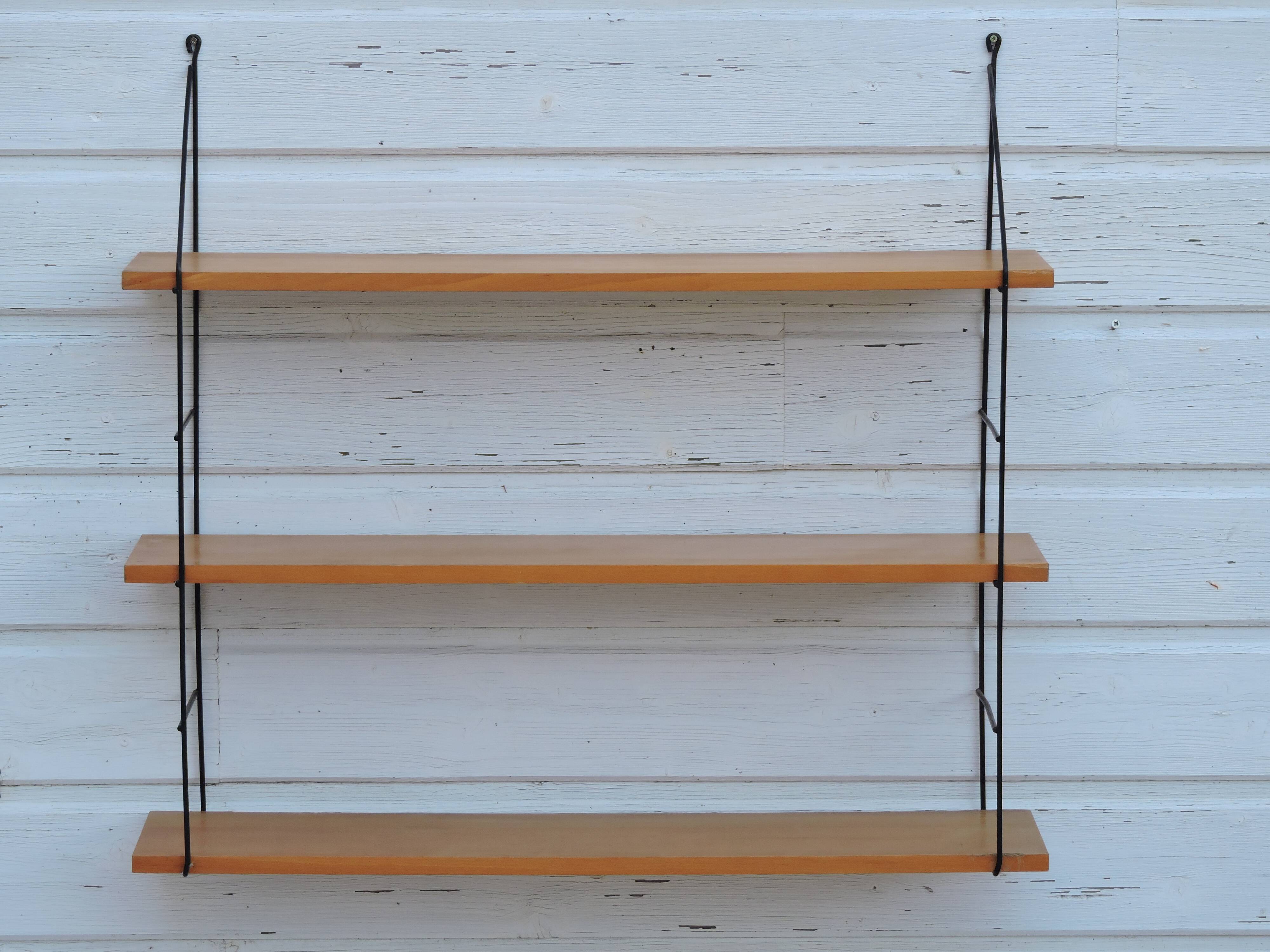 Wall shelf vintage wire and wood