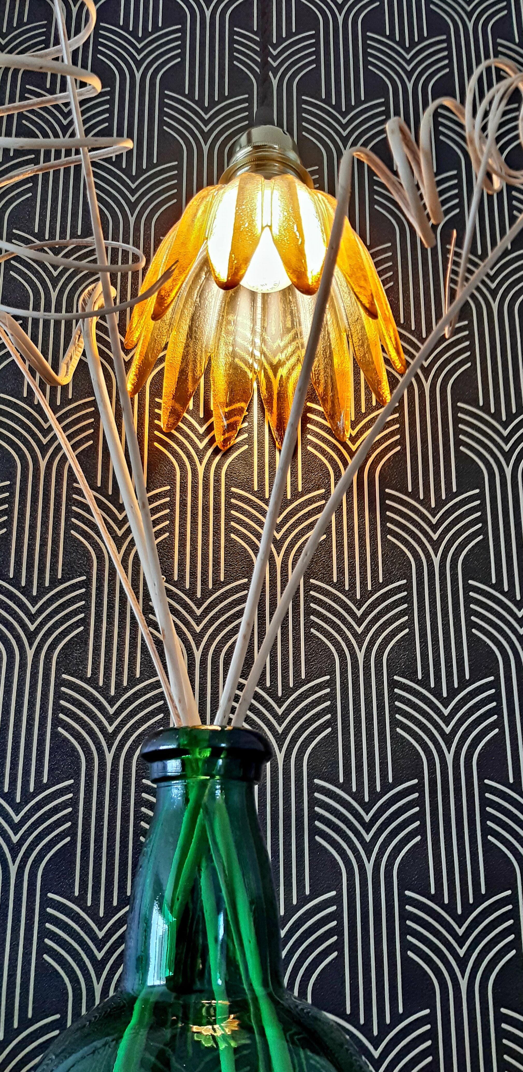 Amber vintage hand lamp