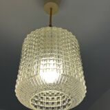 Vintage pendant light in chiseled glass from the 70s