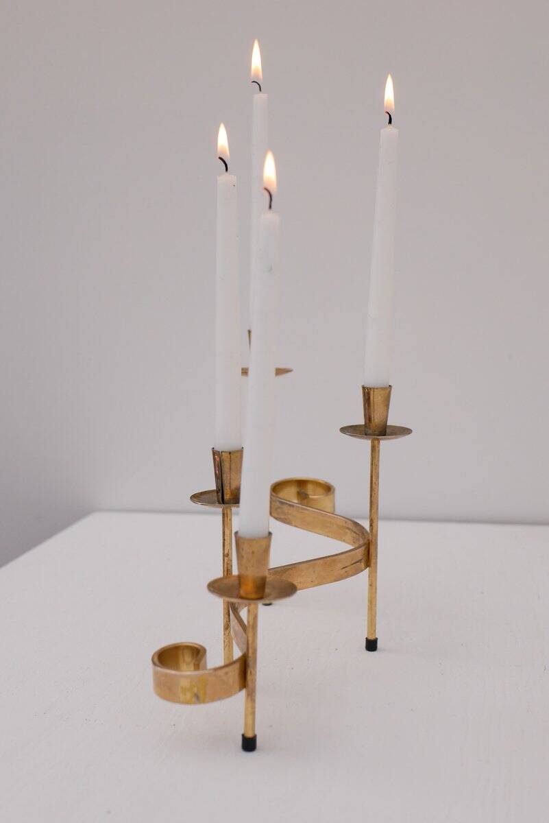Mid-century modern metal candlesticks by Gunnar Ander for Ystad-Metall, Sweden, 1960s