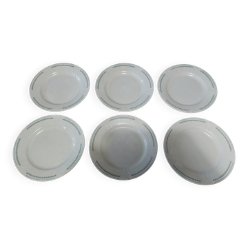 Set of six flat plates Gien ironstone Rivoli pattern late 19th century