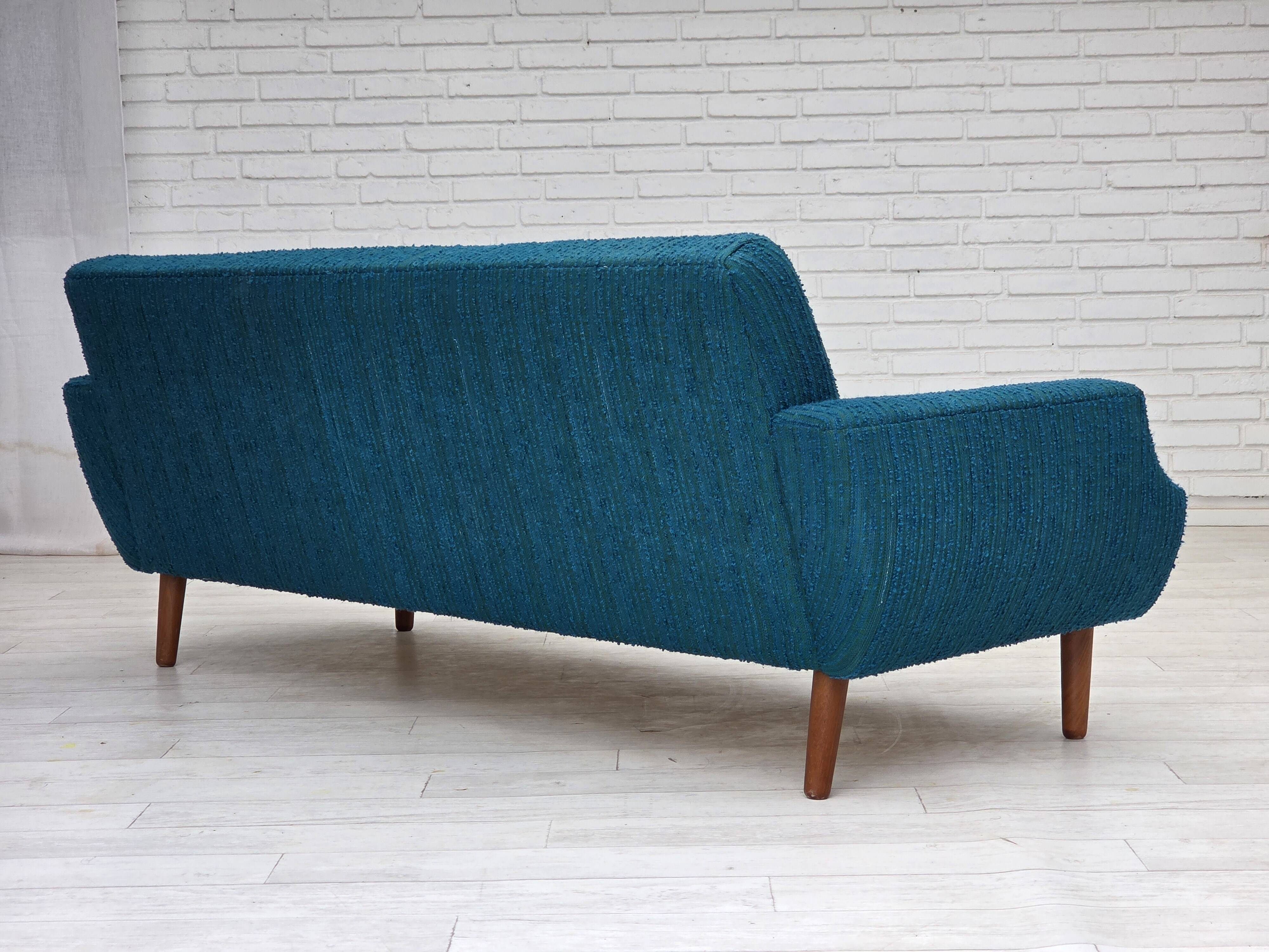 1970s, Danish 3-seater sofa, furniture wool, teak wood.