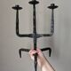 Tripod candlestick wrought iron brutalist design ironwork art candle holder