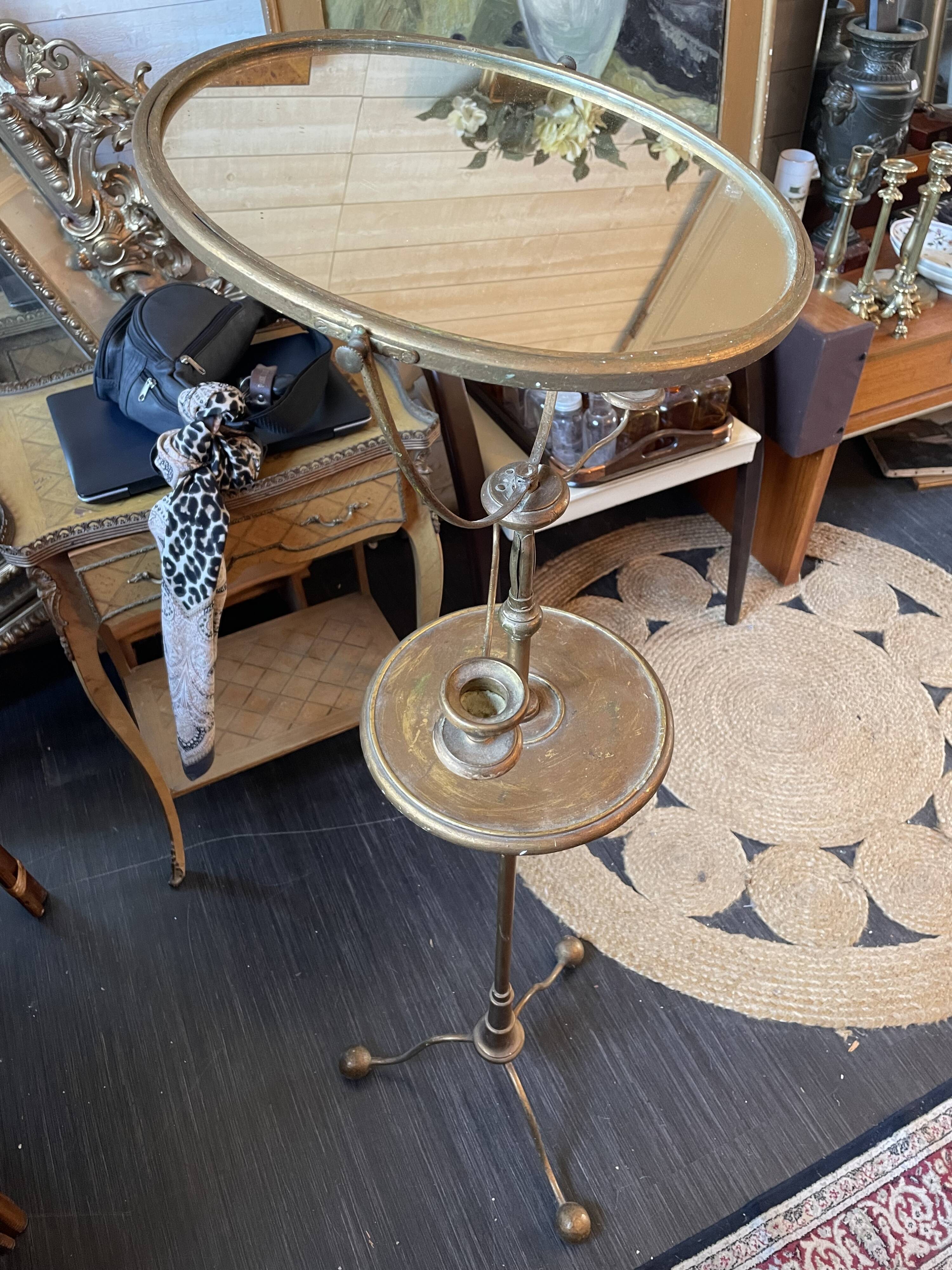 Old brass barber mirror