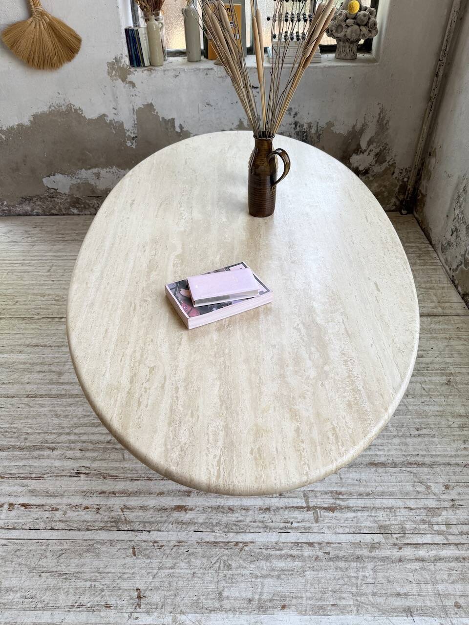 Travertine dining table 1970 Italy Tobia Scarpa