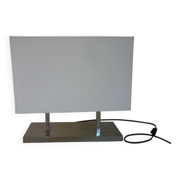 Modern lamp in chrome metal and rectangular lampshade by Casadisagne