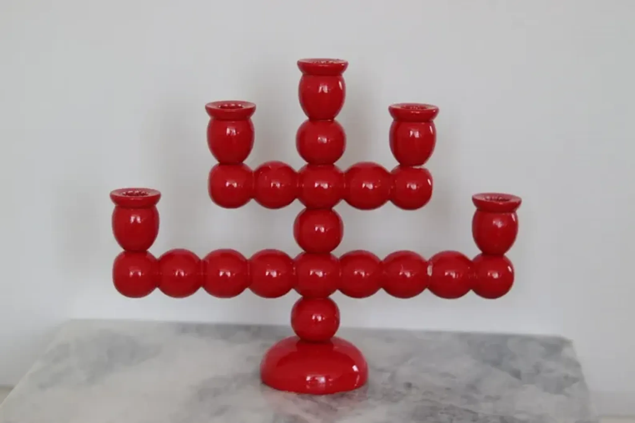 Swedish Mid Century  Five-Arm  Bobbin Candelabra