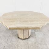 Travertine and Brass dining table, 1970s