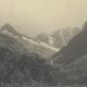 Photo in black and white mountain lake in golden frame