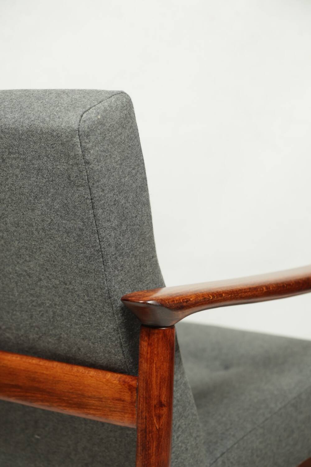 Scandinavian armchair in teak and gray fabric by E.Homa, 1960