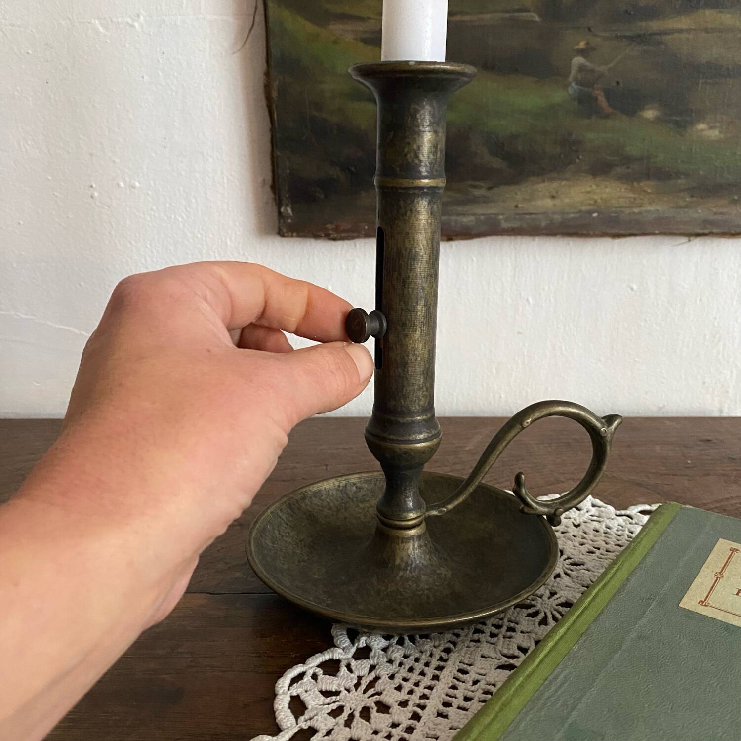 Antique burnished brass candlestick