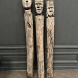 3 wooden folk art totems representing the three wise men, mid-20th century