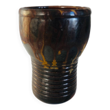Metallic brown ceramic torso vase