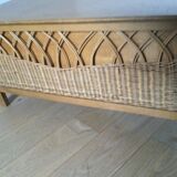 Vintage wood and rattan chest