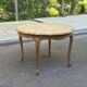 Round extendable dining table Louis XV stripped in solid oak 1950