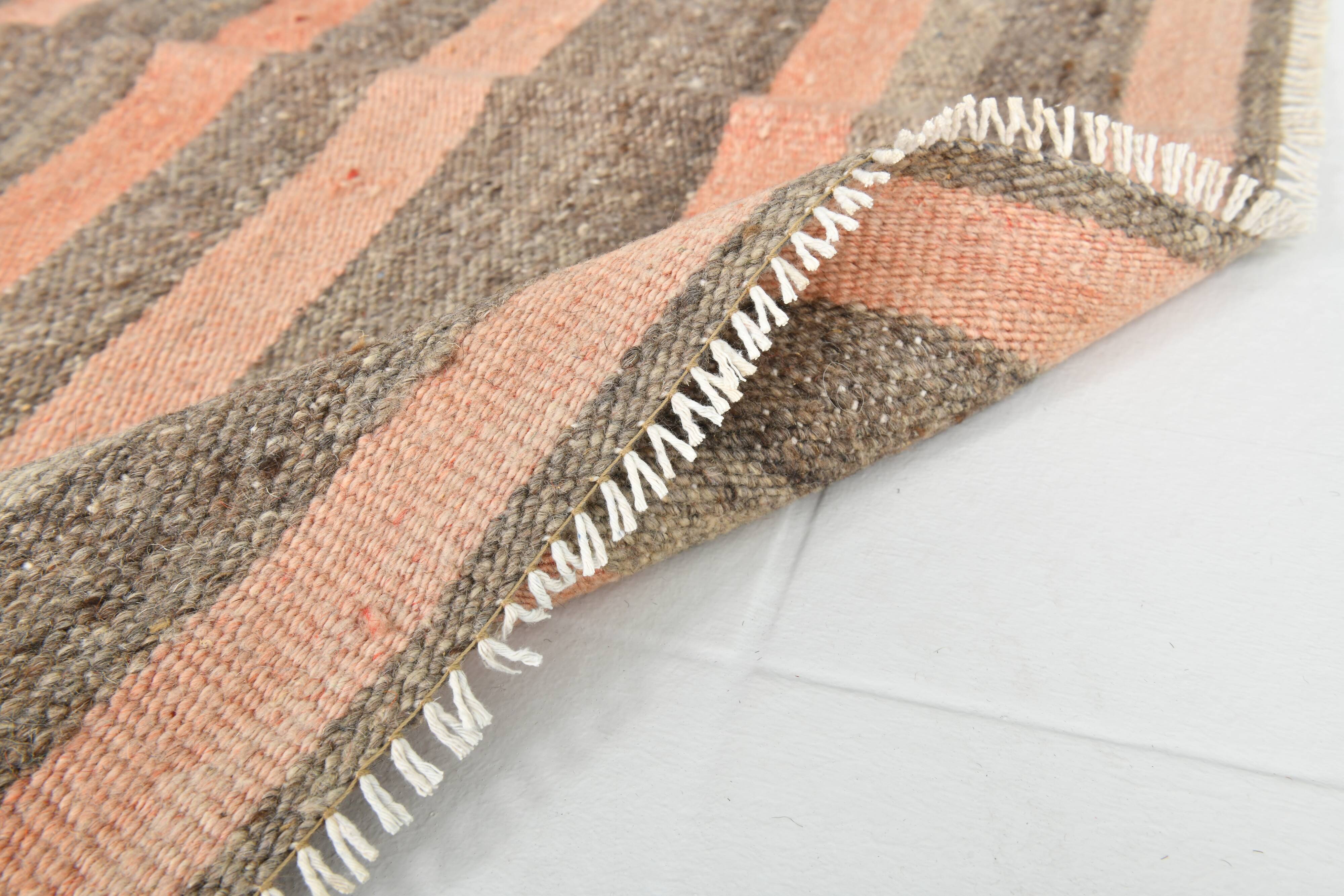 Tapis kilim turc saumon et marron 4x5, 134x164 cm
