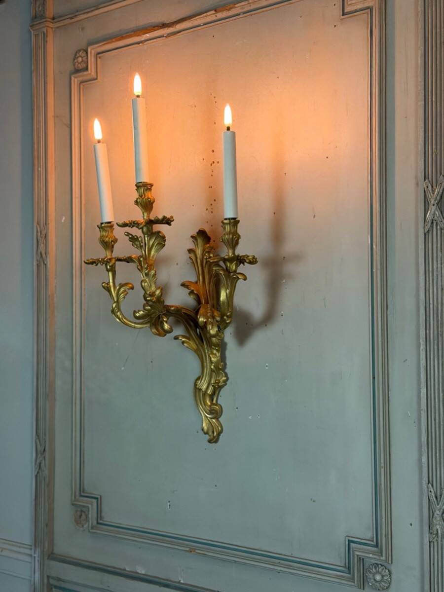 Pair of large wall sconces in Louis XV style circa 1880