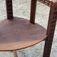 Set of three brutalist tripod armchairs in carved solid oak