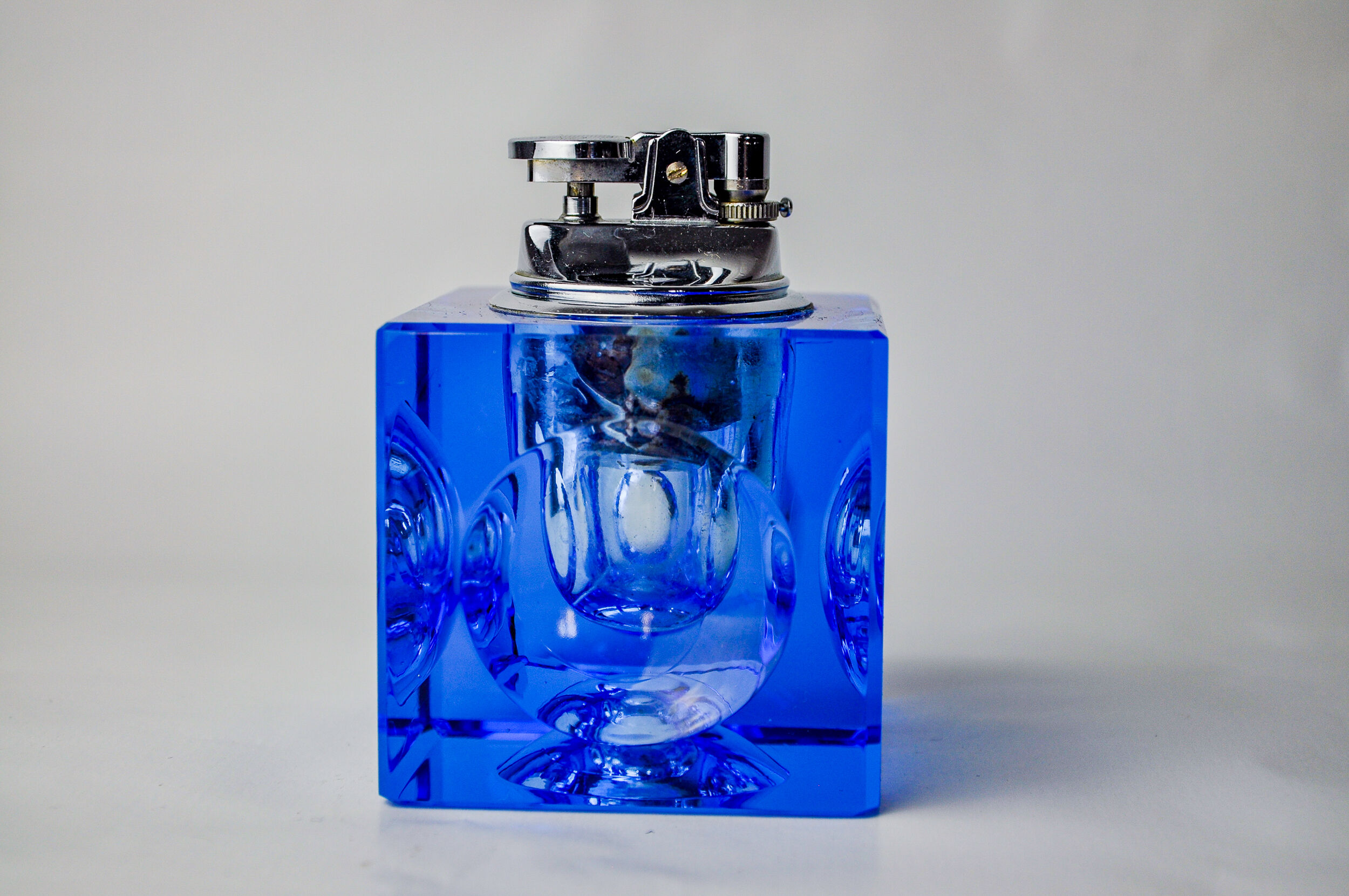 Ice lighter by Antonio Imperatore, blue murano glass, Italy, 1970
