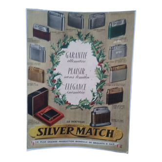 Publicité couleur sur le thème des briquets Silver  Match issue d'une revue d'époque