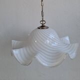 Vintage murano white swirl ceiling lamp swirl