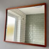 Vintage Rectangular Wall Mirror Teak Frame