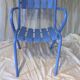 1950s garden armchair in wood and ultramarine blue metal