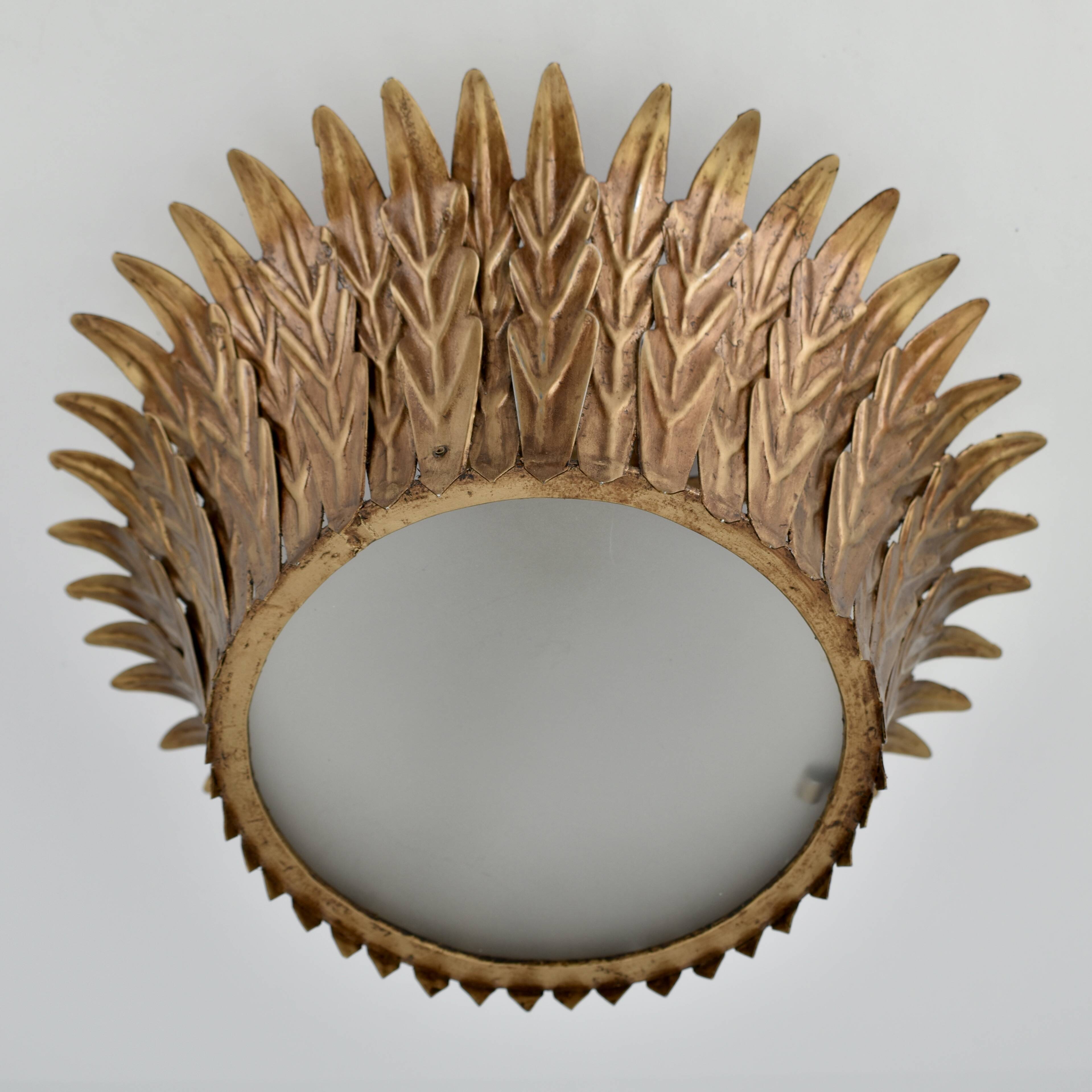 Mid-century Spanish flush mount sunburst