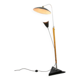 Mid-century italian aluminum & wood floor lamp with reflector