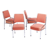 4 chaises Bauhaus en acier chromé tubulaire, tchèque, années 1940