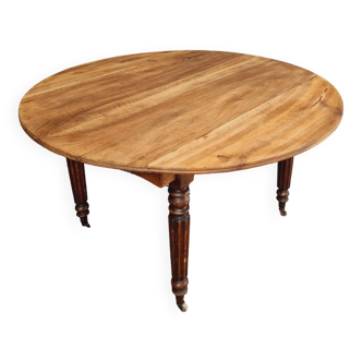 Antique round table drop leaf table cherry wood