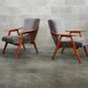 Pair of armchairs czechoslovakian midcentury renovated gray velvet