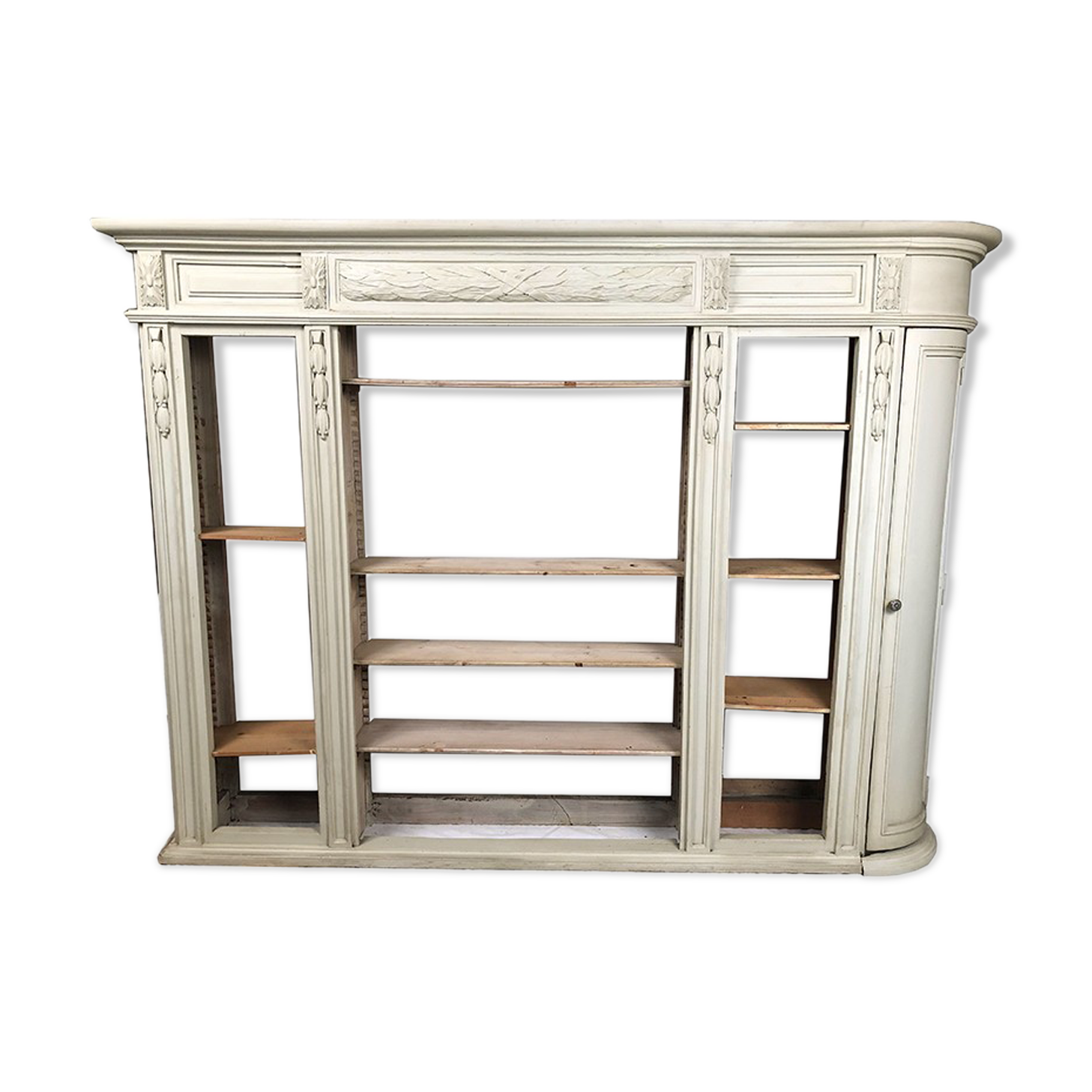 Old pharmacy furniture in grey lacquered oak, NINETEENTH