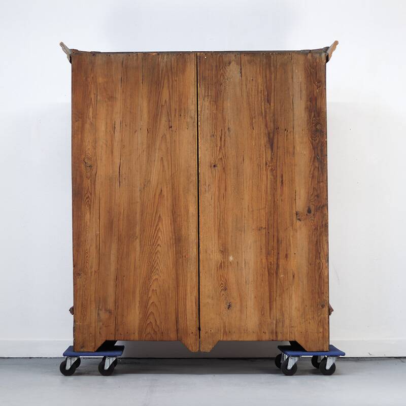 Rustic Farmhouse Painted Folk Art Bridal Cabinet dated 1806