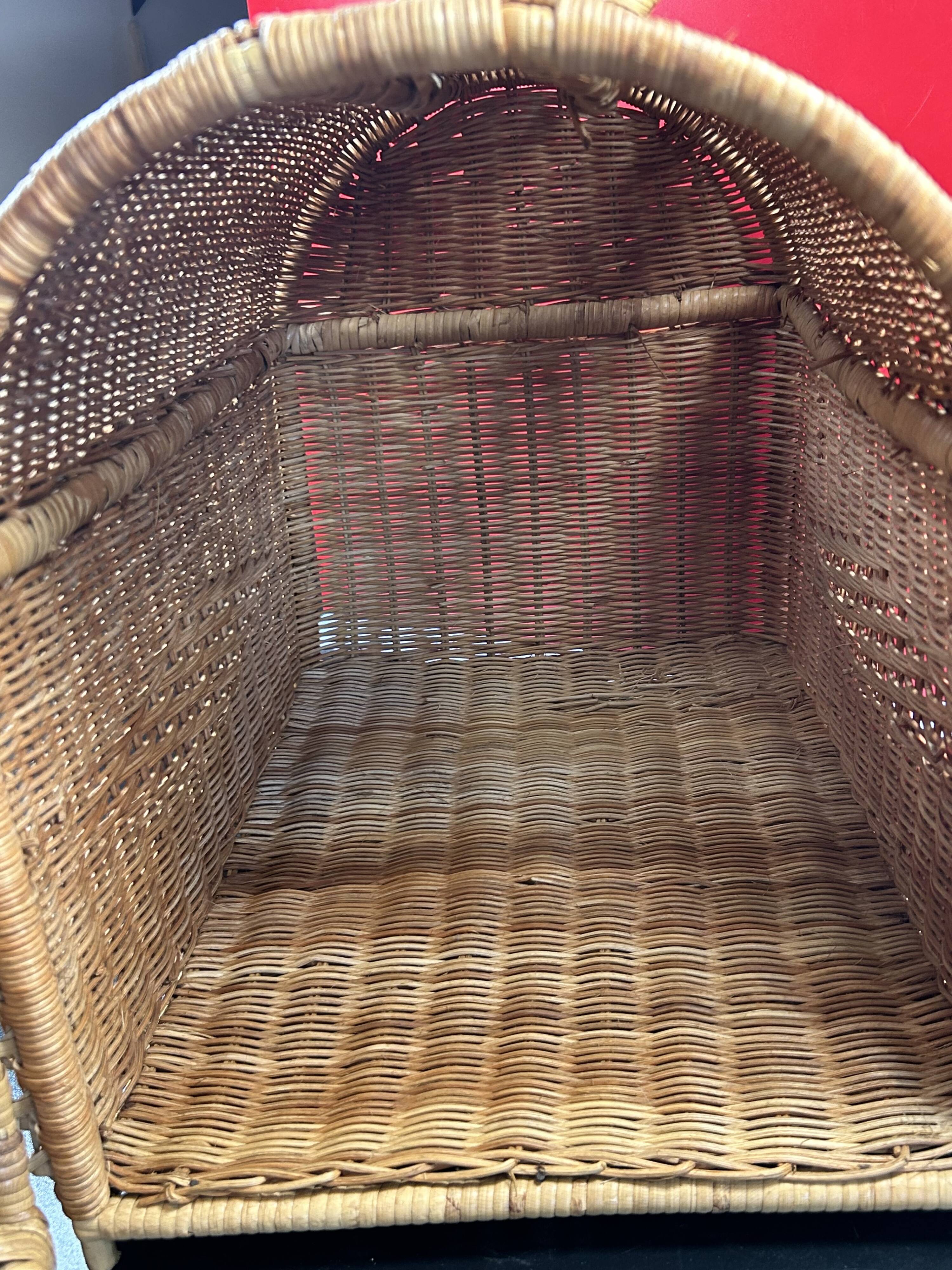 Panier cage osier/rotin de transport voyage pour chat, animaux