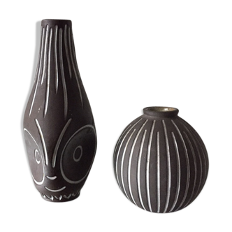 Deux vases danois vintage en grès