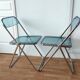 Pair of translucent blue chairs Plia design Giancarlo Piretti for Castelli, 1960.