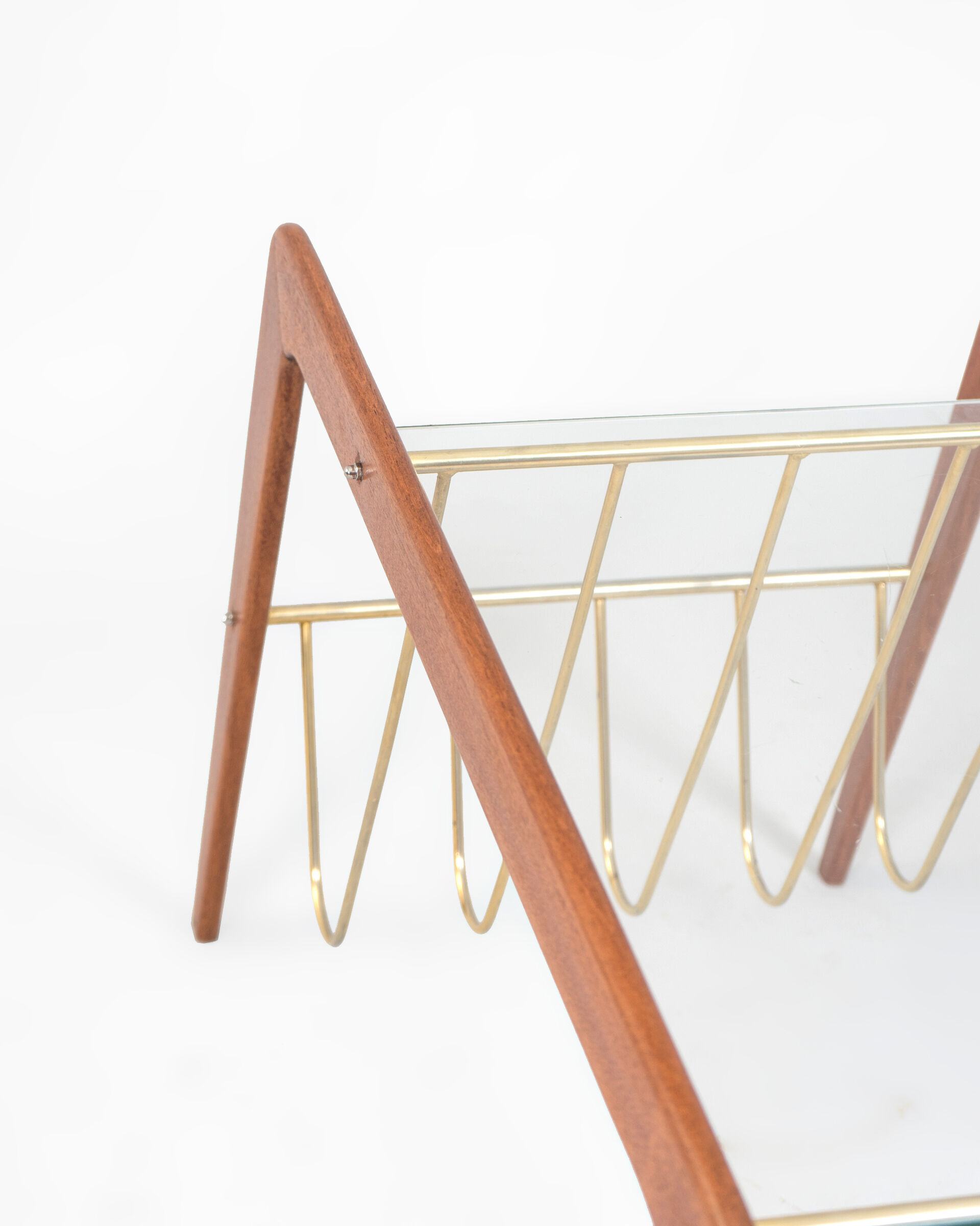 Danish teak & glass coffee table with rack, Denmark, 1960s