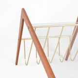 Danish teak & glass coffee table with rack, Denmark, 1960s