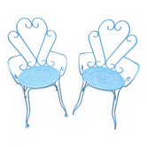 2 splendides chaises de jardin entièrement rénovées au goût du jour fer 1950