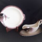 Fish service for 12 people in Longwy ceramic, Copenhagen model, 1960s